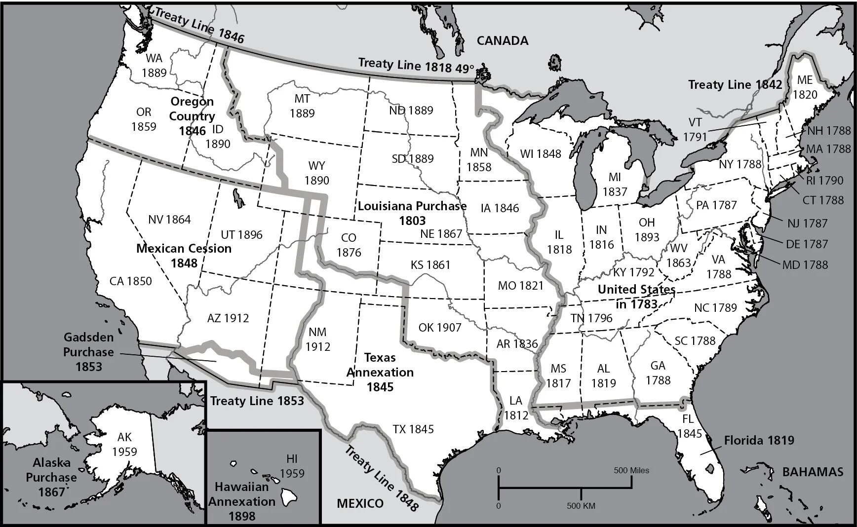 Три территории сша. Территория США 1783. Карта США 1845. Фронтир США 19 века. Американский Фронтир на карте.