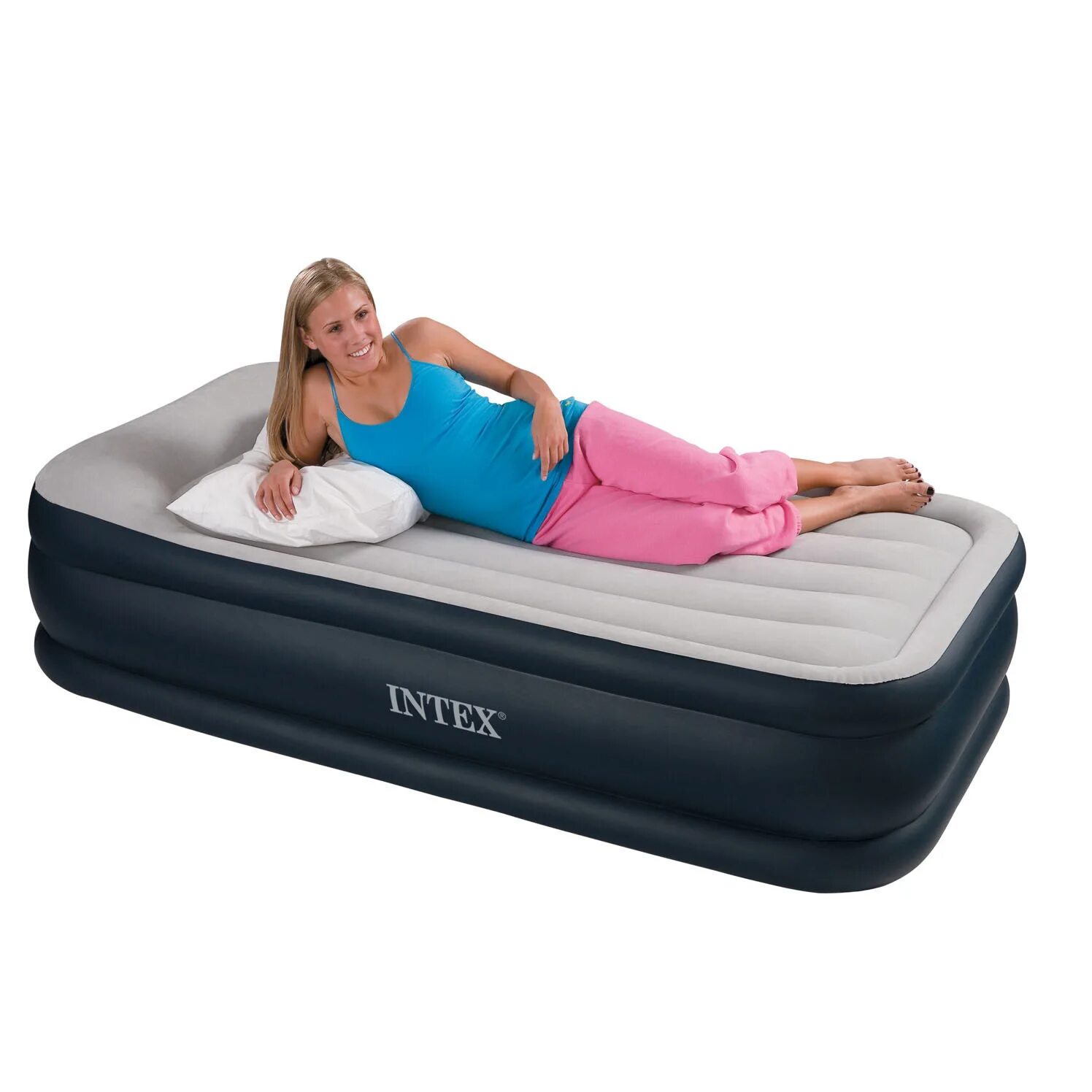 Купить надувной интекс. Intex 67732 надувная кровать. Надувная кровать Intex Pillow rest raised Bed. Intex односпальная кровать надувная Intex 99x191x42cm. Матрас Интекс 67730.