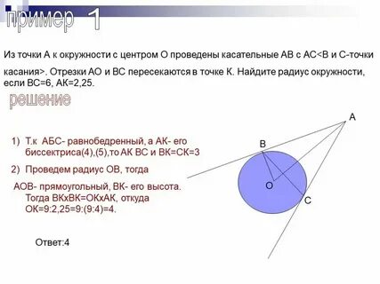 Как найти точку касания прямой