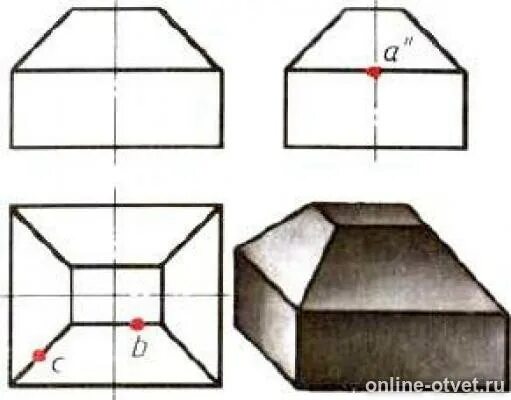Перечертите или перенесите на кальку заданные изображения. Черчение рис 95. Проекция вершин ребер и граней предмета черчение. Построение проекций точек на поверхности предмета. Построение проекций точки лежащей на поверхности предмета.