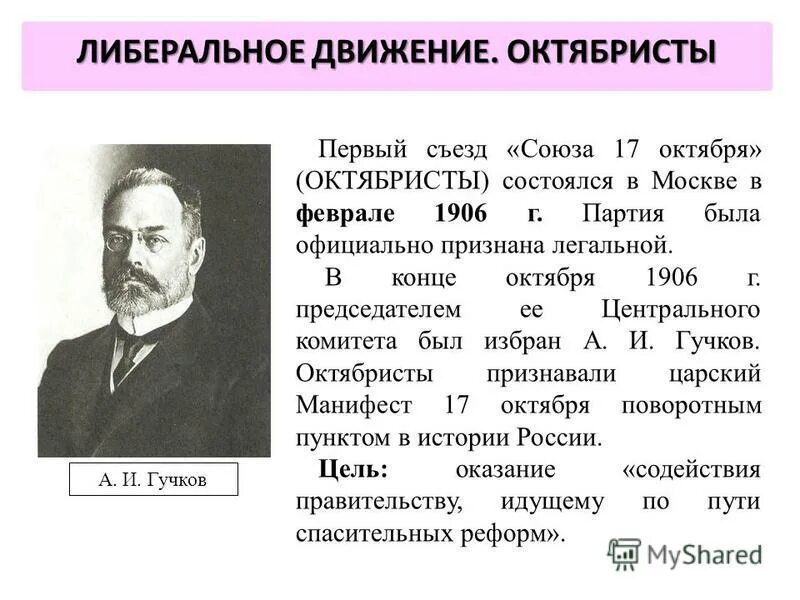 Почему октябристов называли умеренными. Лидер партии октябристов 1905. Союз 17 октября октябристы Лидер. Партия Союз 17 октября октябристы. Партия 17 октября октябристы.