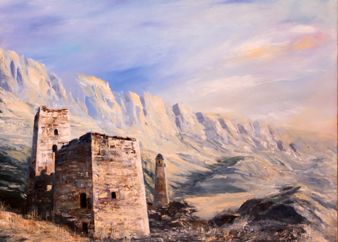 горы дагестана ахты. аул гимры. сакля жилище карачаево черкесии. джейрах картины художников. кавказская сакля.