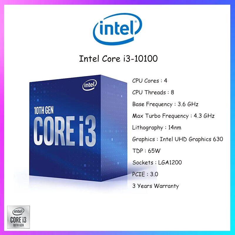 Процессор Intel i3 10100f. Процессор Intel Core i3-10100f Box. Процессор Intel Core i3 Comet Lake. Процессор s1200 Intel Core i3-10100 Tray.