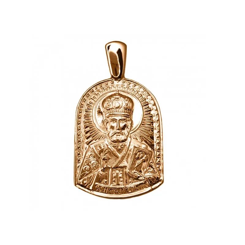 Икона Николая Чудотворца в золоте подвеска. Купить золотую икону