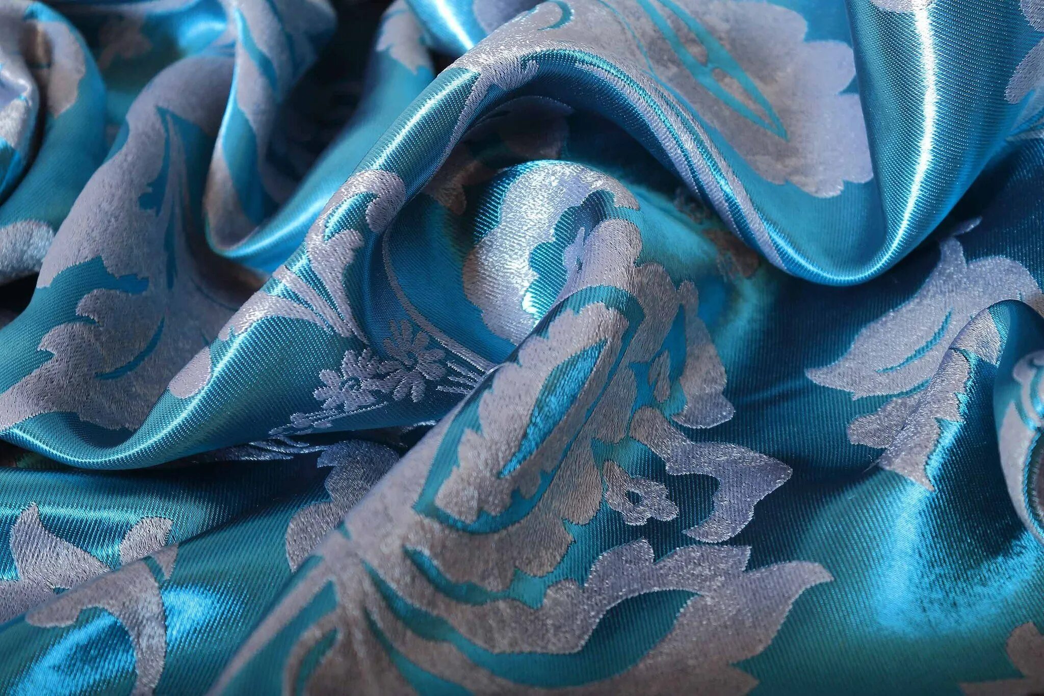 Шелковая ткань. Голубая ткань. Ткань портьерная бирюзовая. Красивые ткани.