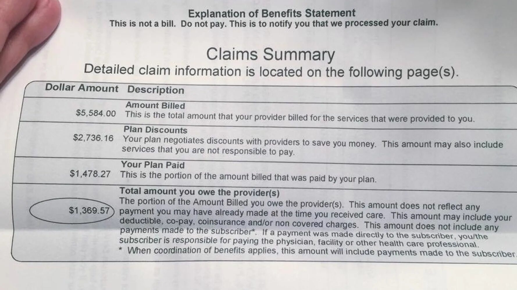 The Bill includes service. When you have paid Bills.