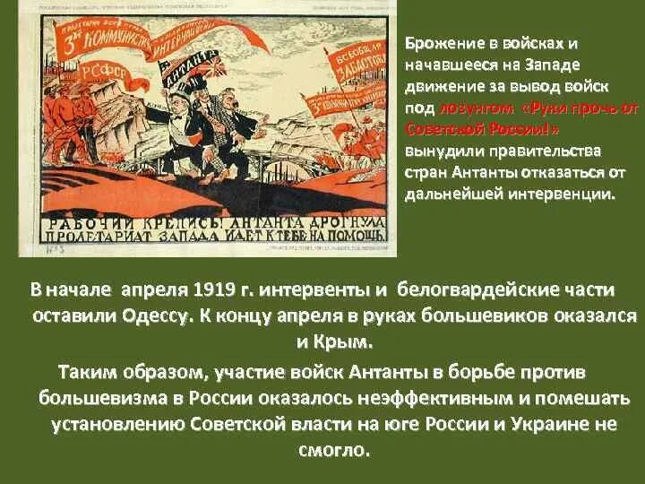 Борьба против интервентов. Страны Антанты в гражданской войне в России. Вывод гражданской войны 1917-1922.