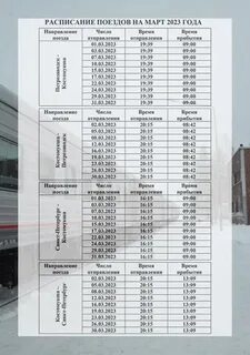 Расписание поезда костомукша санкт петербург