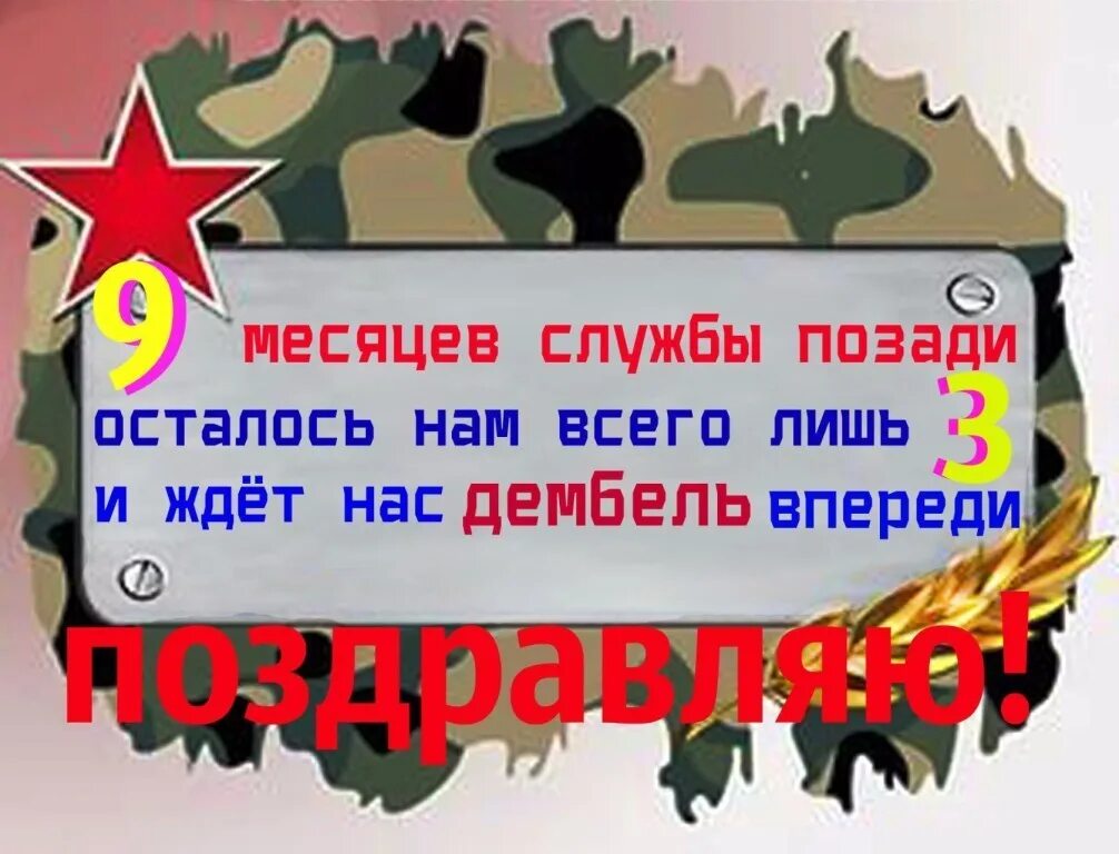 100 дней до дембеля поздравления. 9 Месяцев службы в армии поздравления. 9 Месяцев отслужили в армии. Открытки 9 месяцев службы в армии. Четверть службы в армии.