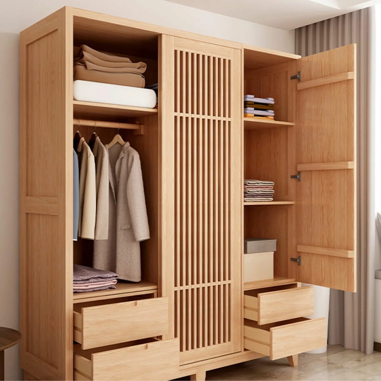 Wooden opened Wardrobe.