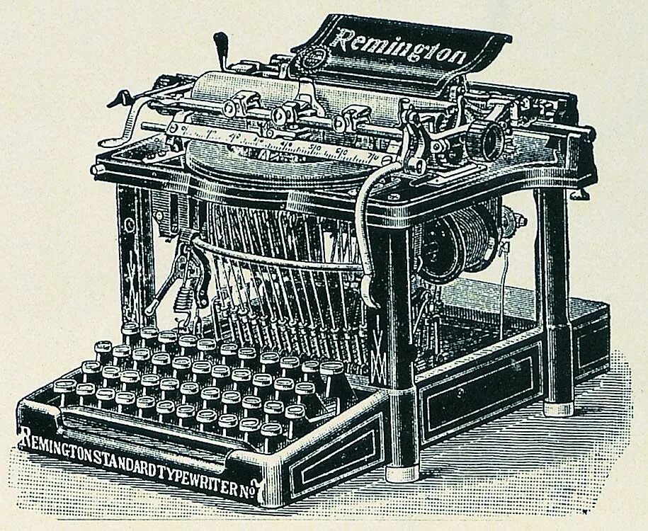 Первые механические машины. Печатная машинка Ремингтон 1876. Ремингтон печатная машинка 19 века.