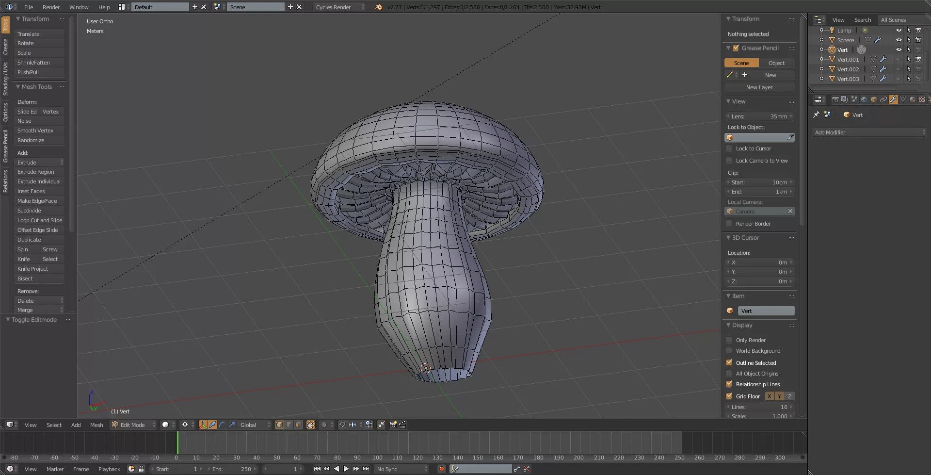 Как сделать отверстие в blender. Гриб в blender. блендер полигональное моделирование. моделирование грибов в blender. простые модели в blender.