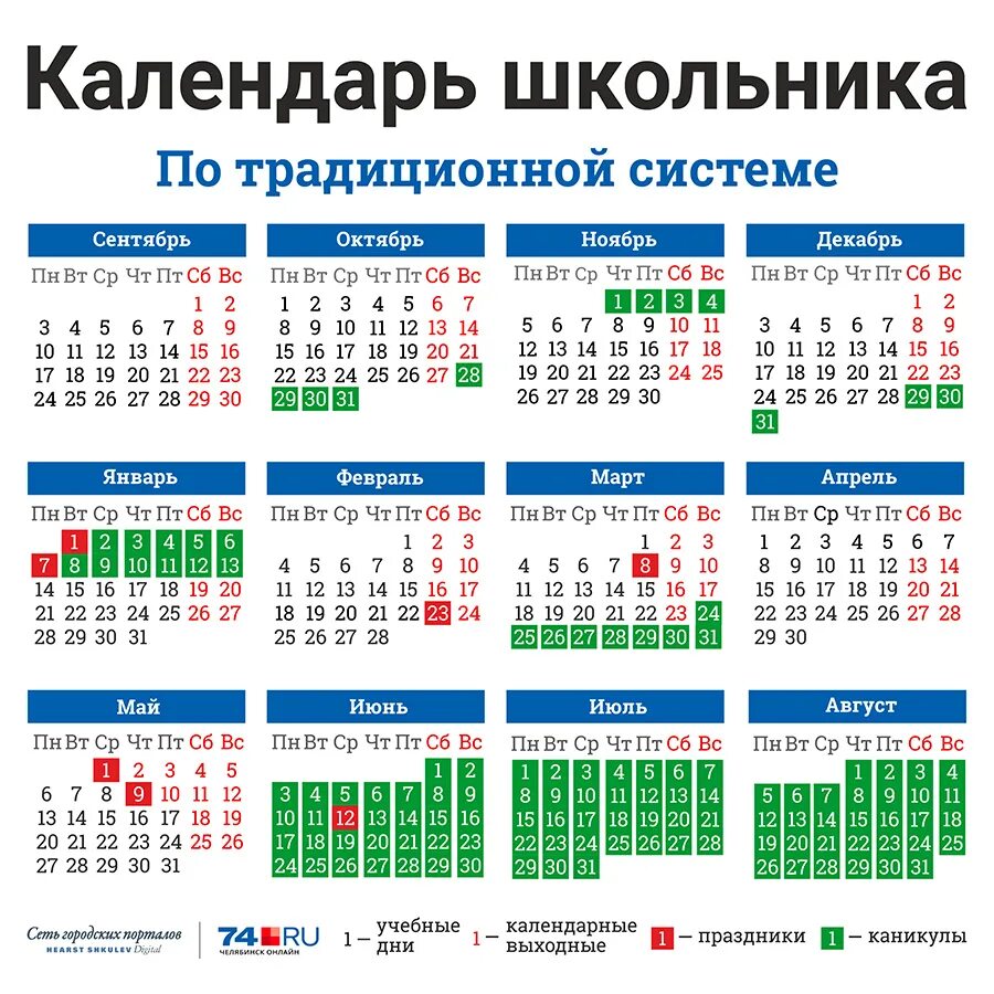 В какие праздники не учатся школьники