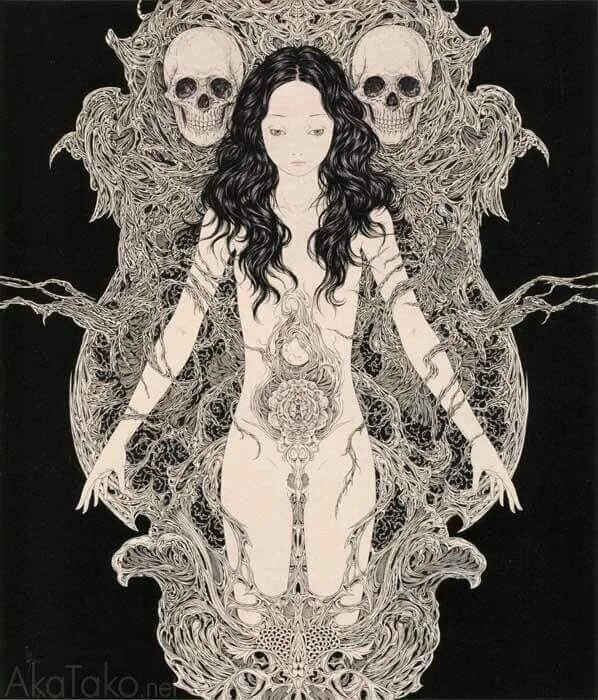 The dead end cursed labyrinth. Takato yamamoto картина женщина с черепом. takato yamamoto grass labyrinth.