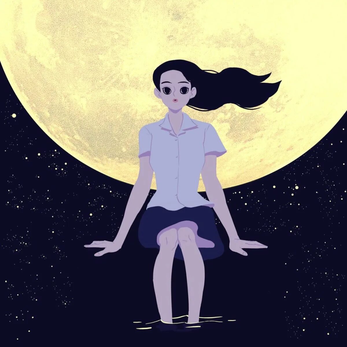 Девушка-Луна. Девочка на Луне. Девушка сидит на Луне. Девочка сидит на Луне.
