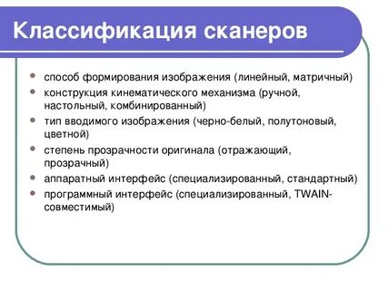 Типы вводимого изображения