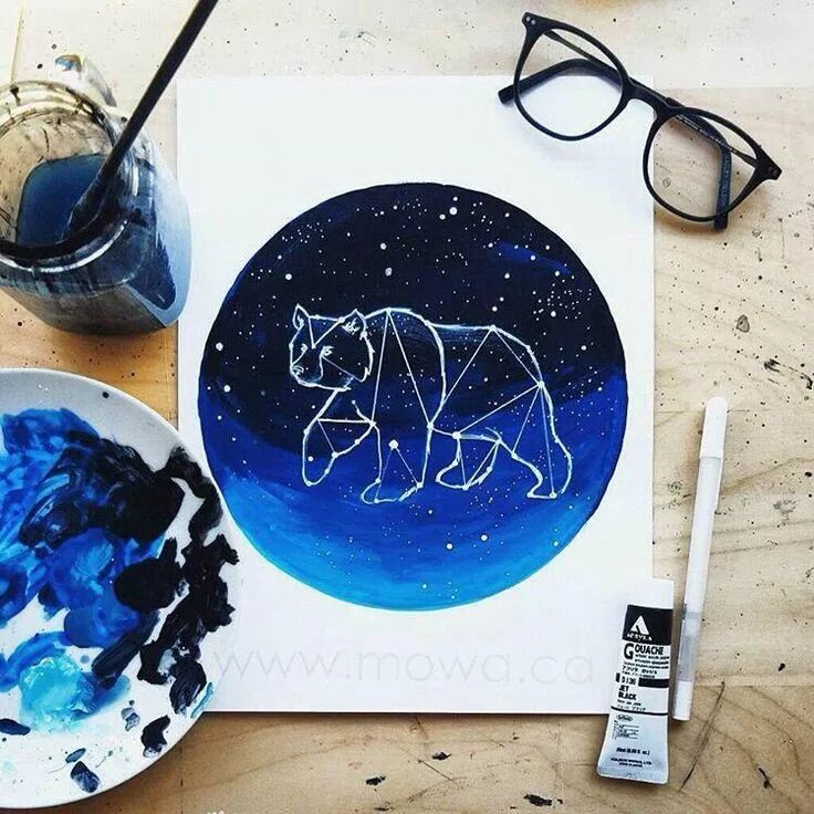 Рисование космоса акварелью