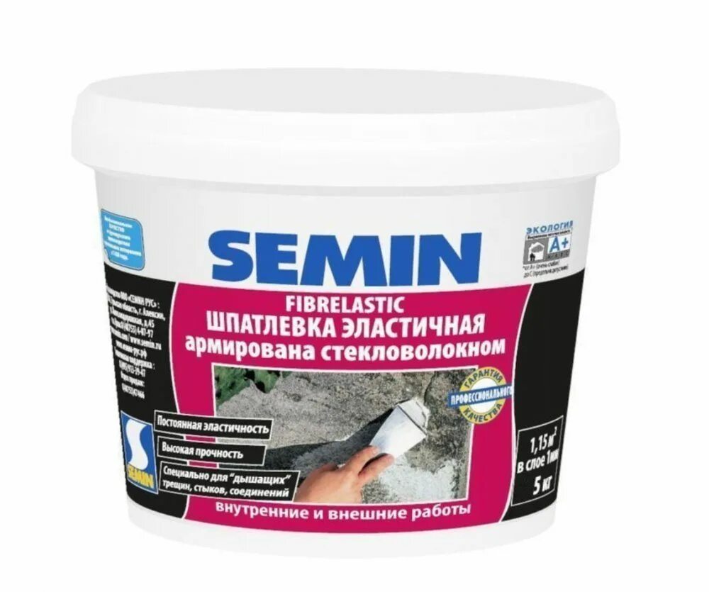 Шпатлевка для глубоких выбоин. Шпаклевка semin fibrelastic. шпаклёвка эластичная semin fiberlastic, 1.5 кг. fibrelastic semin . шпатлевка эластичная. шпаклевка семин фиберластик.