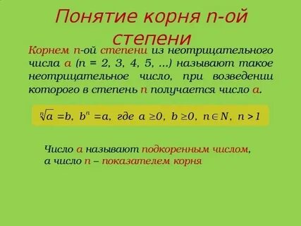 Понятие и определение корня