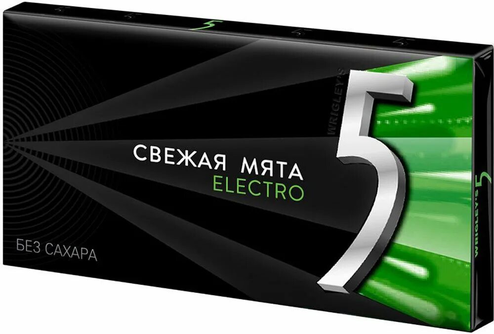 Ригли-Файв"Electro"(свежая мята) 31,2гх10шт*(18бл). Жевательная резинка Wrigley's 5. Р/Ж Wrigley's 5 Electro свеж.мята 31,2г. Жевательная резинка Five 5 Electro свежая мята, без сахара 18 шт..