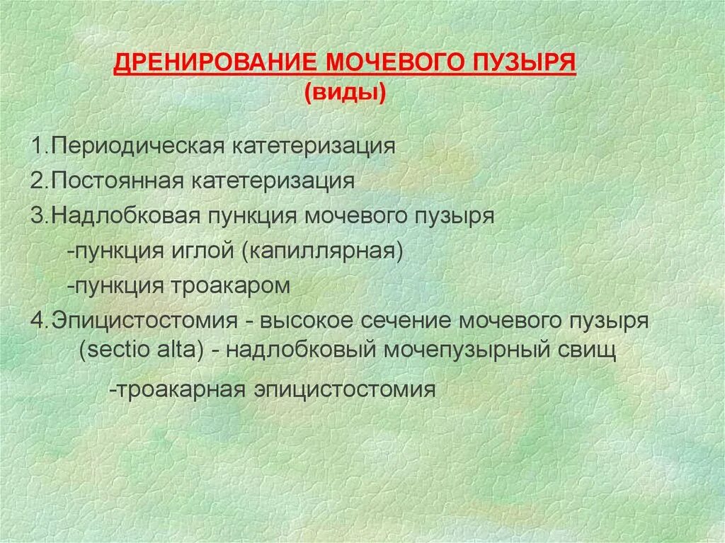 Дренирование мочевого пузыря