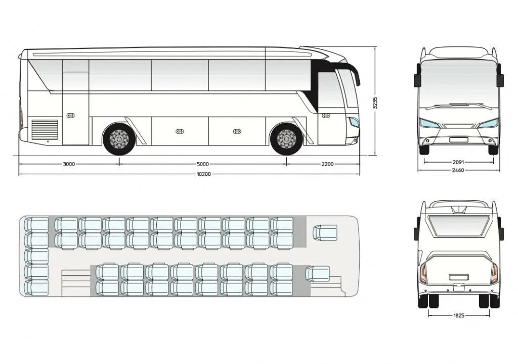 Какая длина автобуса. Hyundai Universe Space Luxury чертеж. Автобус Yutong zk6122h9 схема мест. Автобус Setra 431 DT расположение мест. Габариты МАЗ 251.