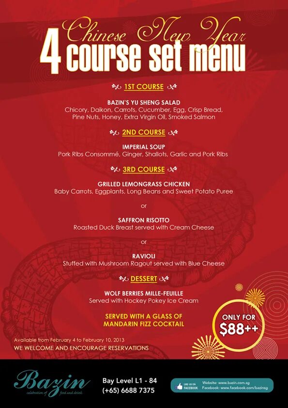 Set menu. New year set menu.