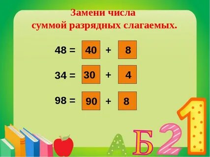Замена чисел разрядных слагаемых
