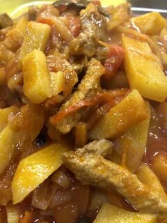 Азу из свинины с солеными огурцами картошкой