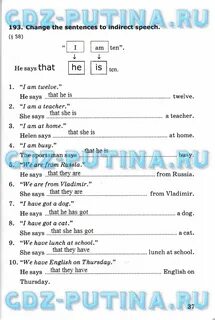 Change the sentences to indirect speech