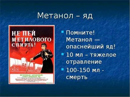 Метанол внутрь