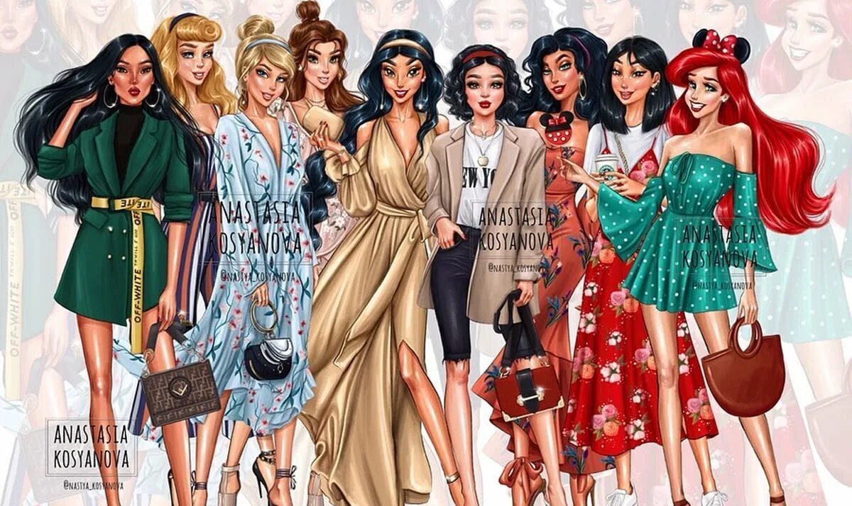 принцессы дисней в современном стиле. анастасия касьянова принцессы дисней. стиль современной принцессы. принцессы диснея арт anastasia kosyanova. современные принцессы disney моана.