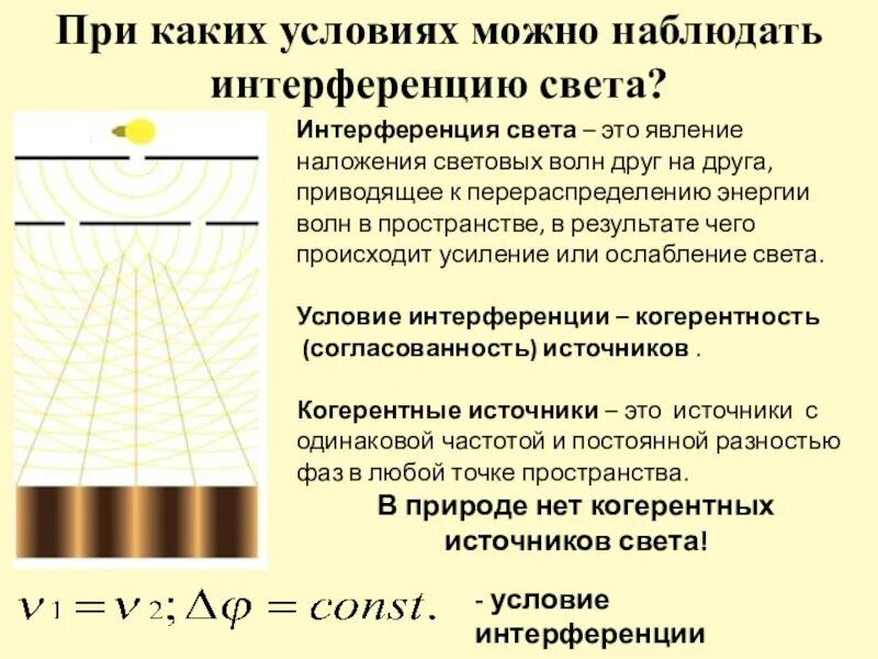 Интерференция возможна. Интерференция света. Интерференция волн света. При каких условиях можно наблюдать интерференцию света. Явление интерференции света.