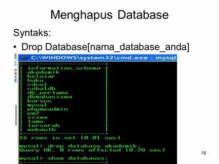 Drop database