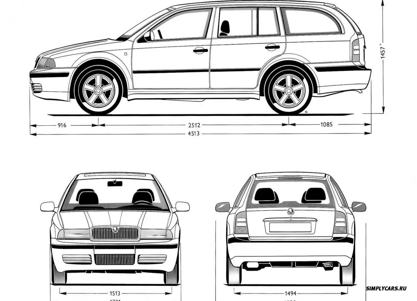 Skoda Octavia Tour универсал длина. Škoda Octavia 2002 чертёж. Шкода универсал размеры