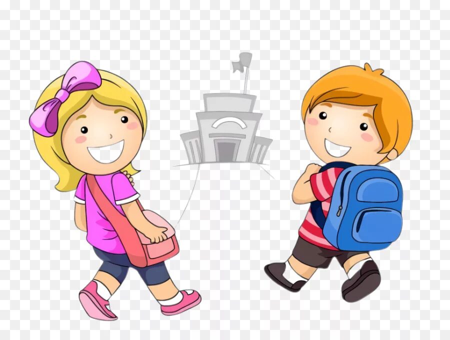 Мультяшные школьники на прозрачном фоне. Мультяшные дети идут в школу. Девочка и мальчик мультяшные с рюкзаком. Мальчик и девочка идут.