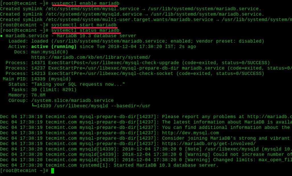 Mysql socket. Как установить mysql server. server status. статус сервера. команда для входа в mariadb.