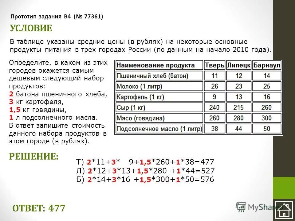 Лет в таблице указаны цены Задания с автопроверкой к варианту $nomer Ларина