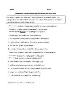 Comparative and superlative adverbs exercises