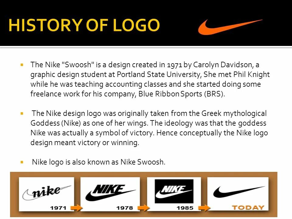 Nike история. Nike для презентации. Найк презентация. Nike History Design logo. Презентация найк