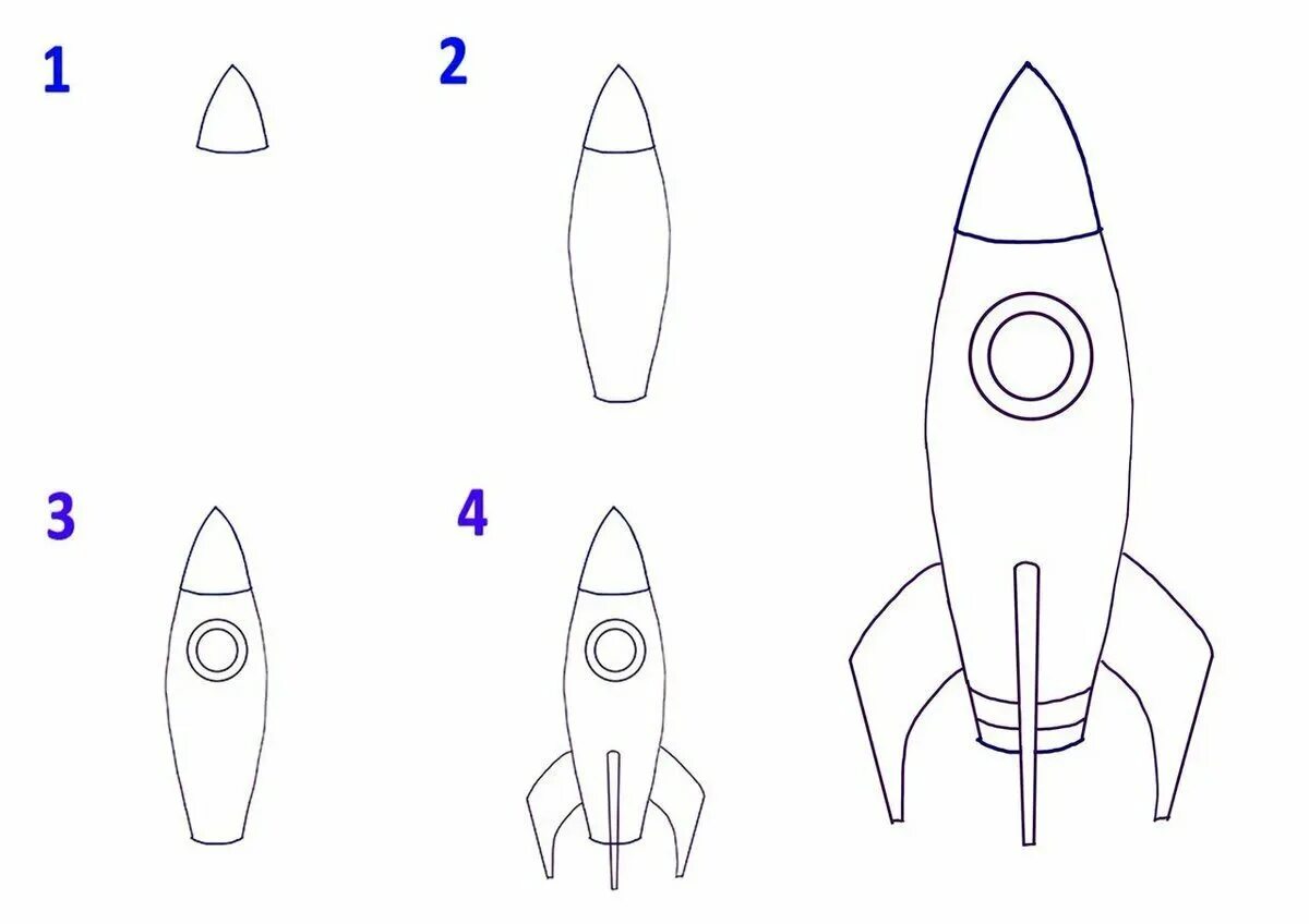 Поэтапное рисование ракеты. Этапы рисования ракеты. Схема рисования ракеты для средней группы. Ракета рисование пошагово. Как можно нарисовать ракету