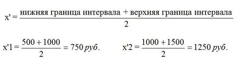 Нижняя граница интервала верхняя граница интервала