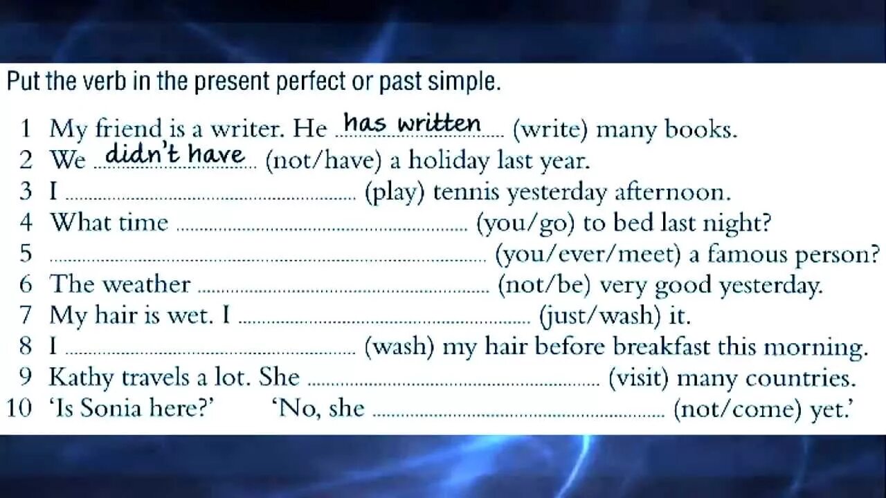 Present perfect past simple упражнения 6 класс