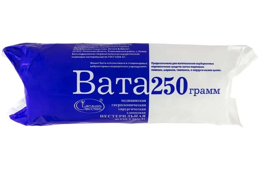 Купить Вата медицинская хирургическая нестерильная ЕС 25г недорого в Москве