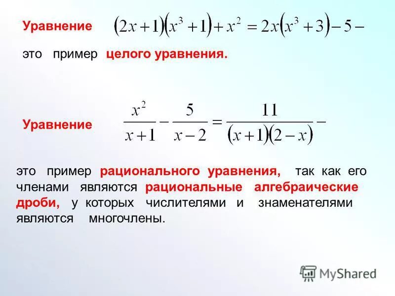 целые алгебраические уравнения