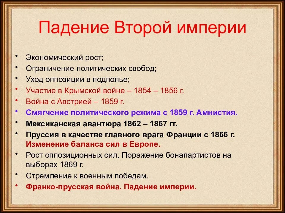 Падение второй империи во франции. Вторая Империя во Франции 1852-1870. Внутренняя и внешняя политика Франции. 2 Республика во Франции. Крушение второй империи во Франции.