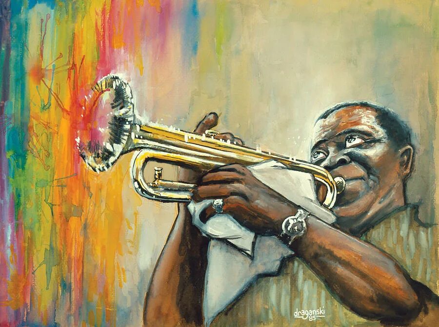 Нарисованный луи армстронг джазмен. Луи армстронг джаз. Джазовый портрет. Джазовый портрет. Луи армстронг арт.