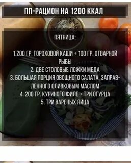 Меню для диеты 1200 калорий