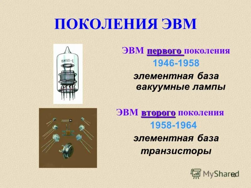 Элементная база первого поколения