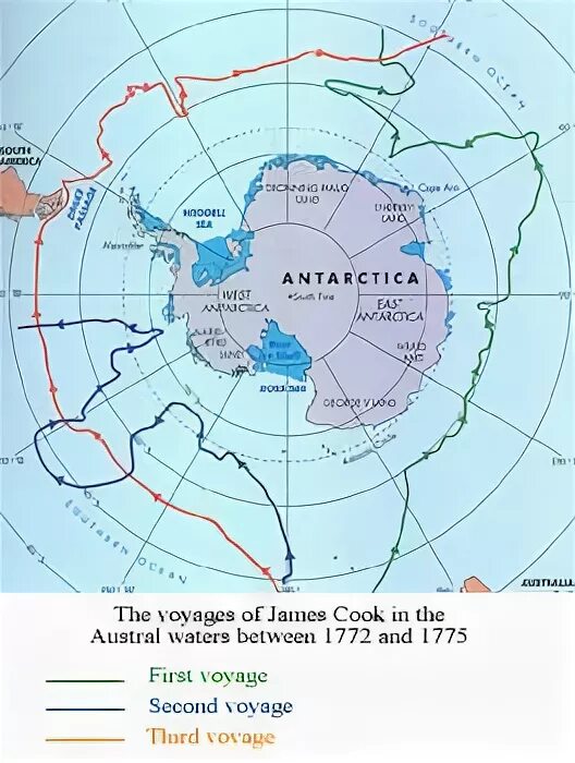 Кук открыл антарктиду. Экспедиции Джеймса Кука на карте Антарктиды. Пути в Антарктиду Джеймса Кука.